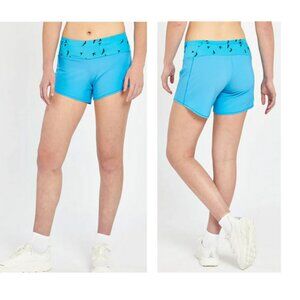 Oiselle Run High Rise Roga Light Blue Running Shorts size 6 4 inch inseam